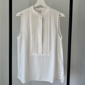 Lafayette 148 New York Sleeveless Silk Button Up Blouse